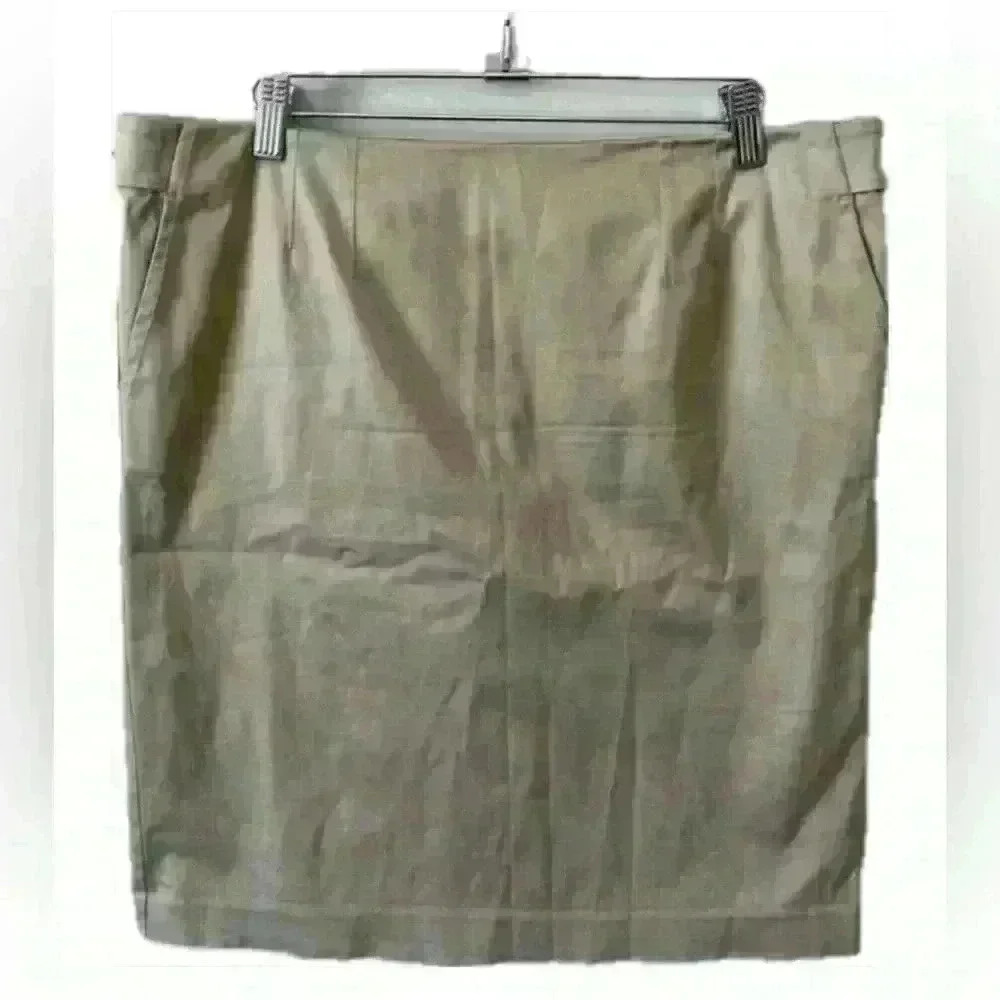Tristan Khaki Slim Fit Pencil Skirt
